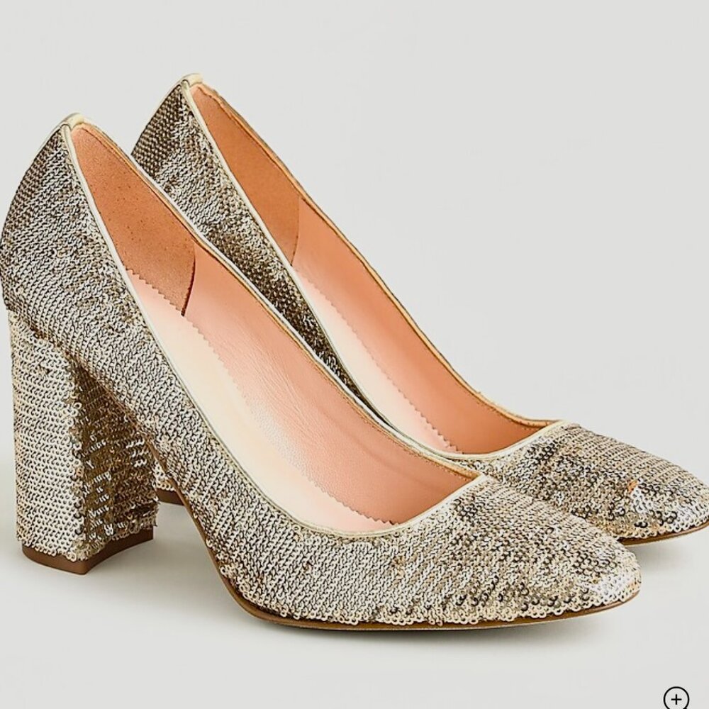 NWOT J. Crew Gold Sequin Bell Pump